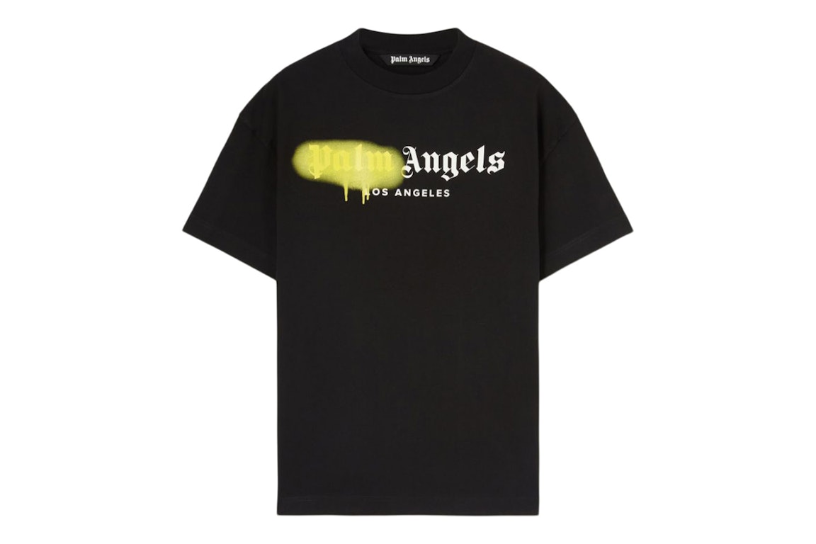 Pre-owned Palm Angels Los Angeles Sprayed Logo T-shirt Black/yellow