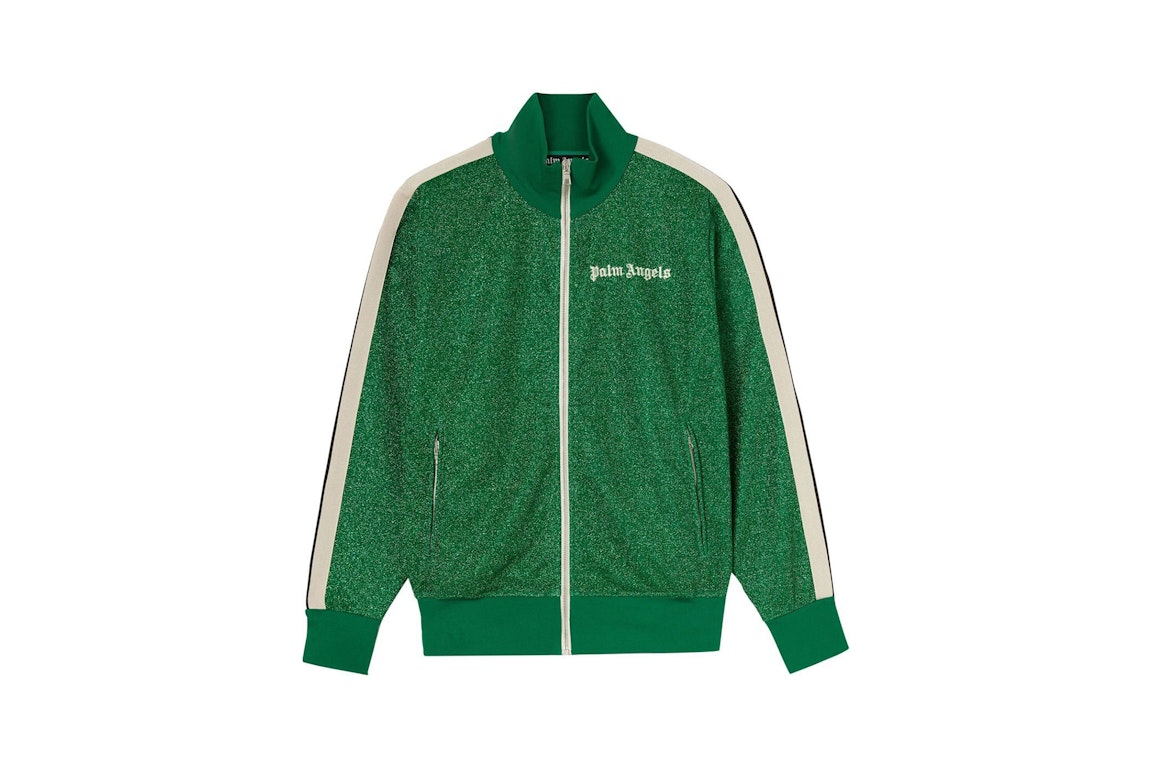 Pre-owned Palm Angels Lurex Track Jacket Green/white