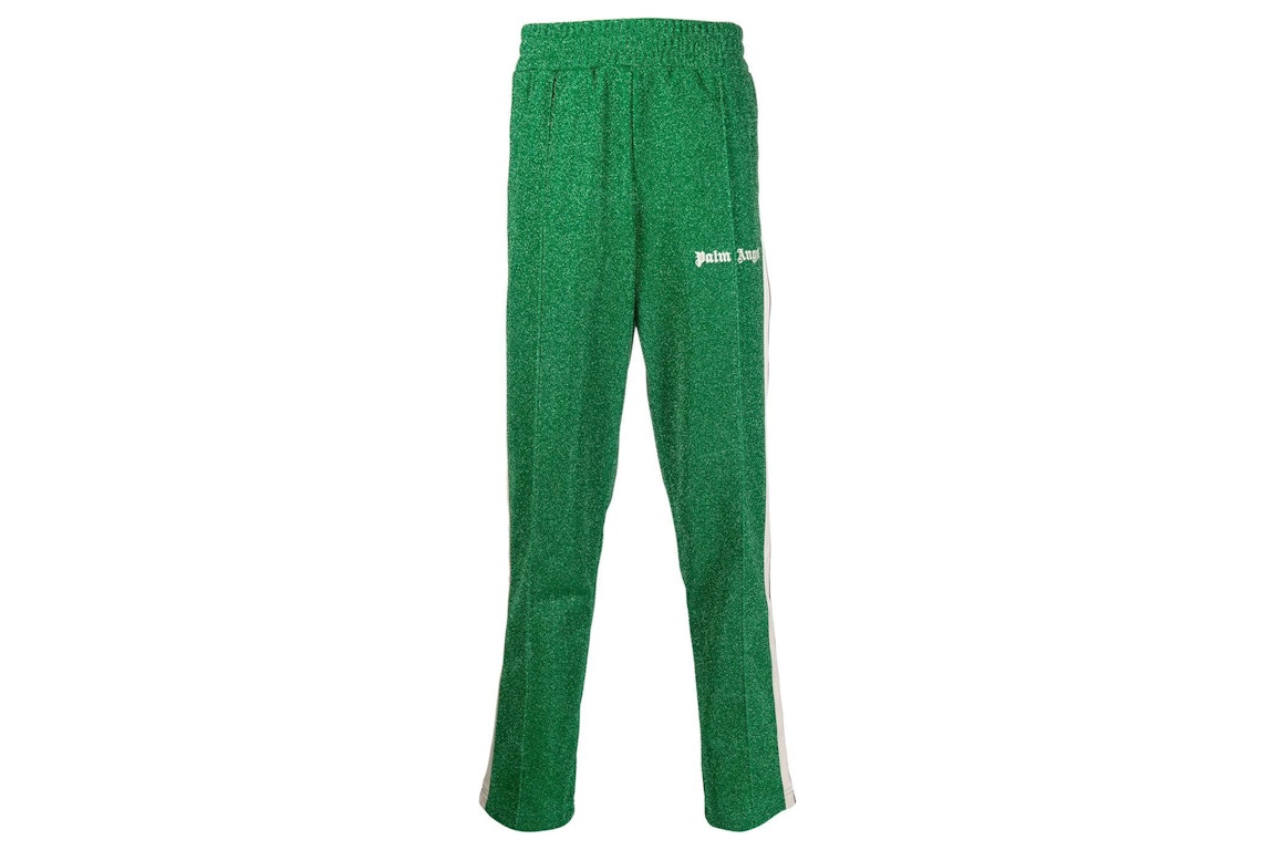 Pre-owned Palm Angels Lurex Track Pants Green/white