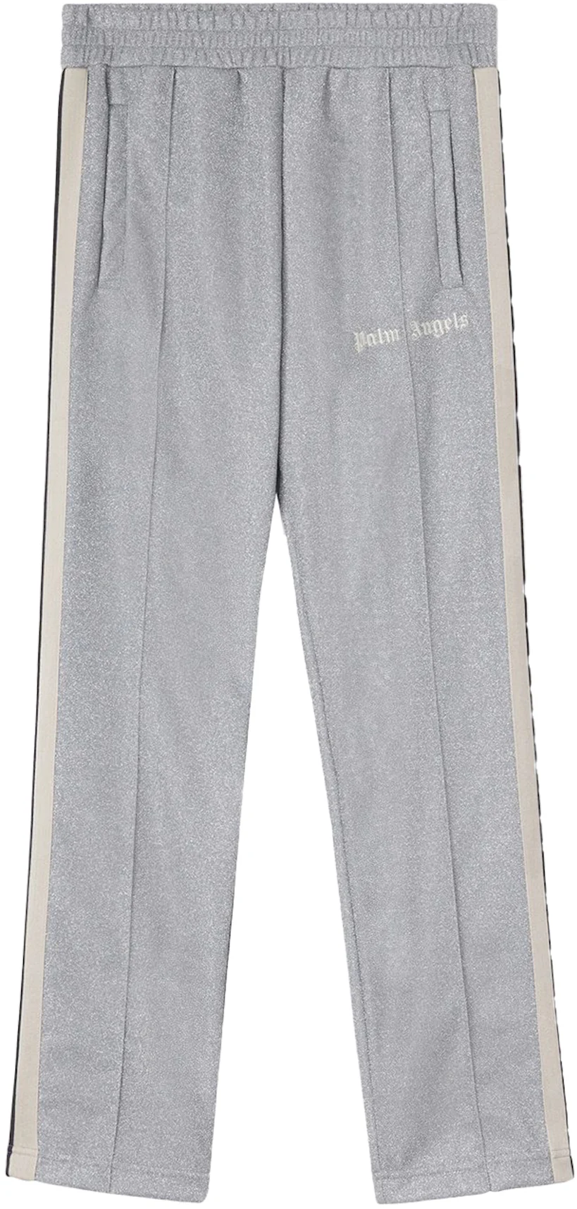 Striped Lurex Knit Logo Pants in white - Palm Angels® Official