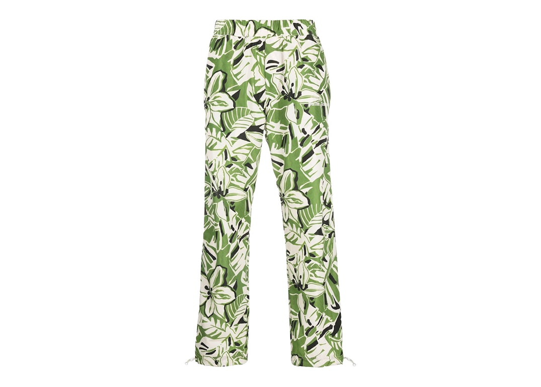 Pre-owned Palm Angels Macro Hibiscus Aftersports Trousers Green/white