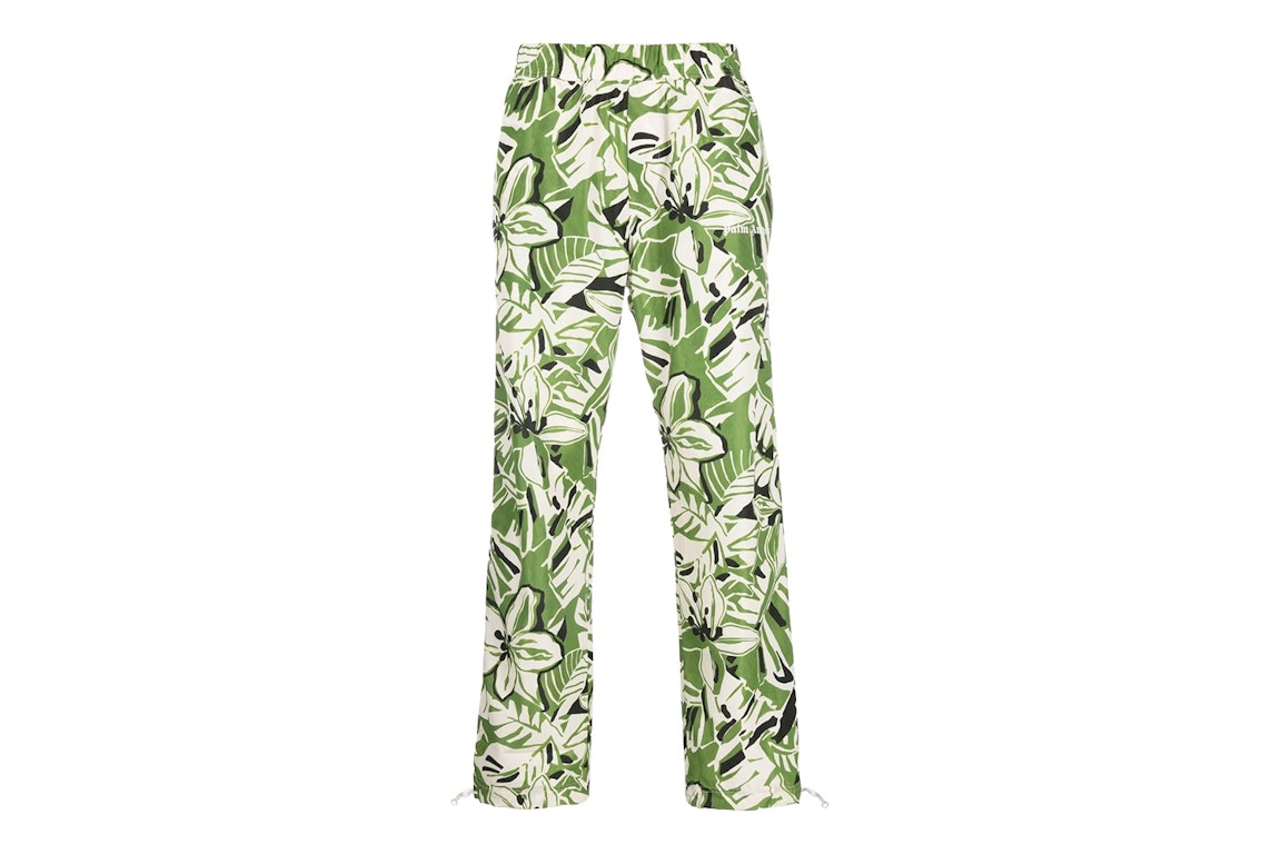 Pre-owned Palm Angels Macro Hibiscus Aftersports Trousers Green/white