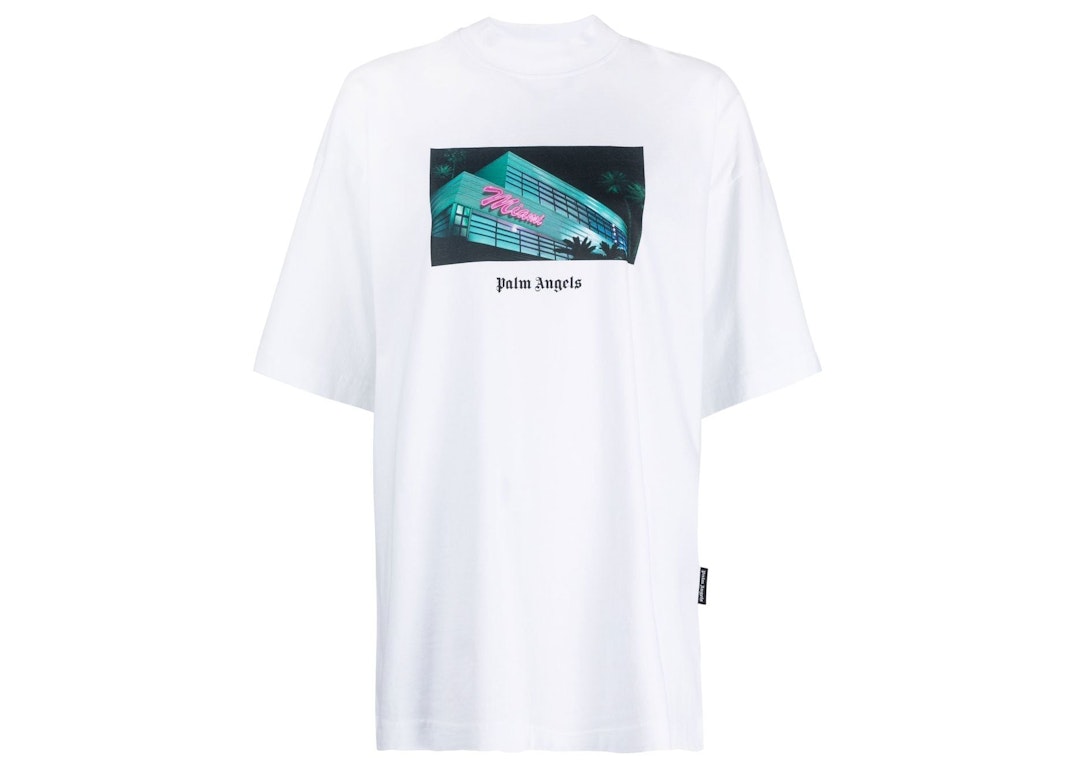 Pre-owned Palm Angels Miami Graphic Print T-shirt White