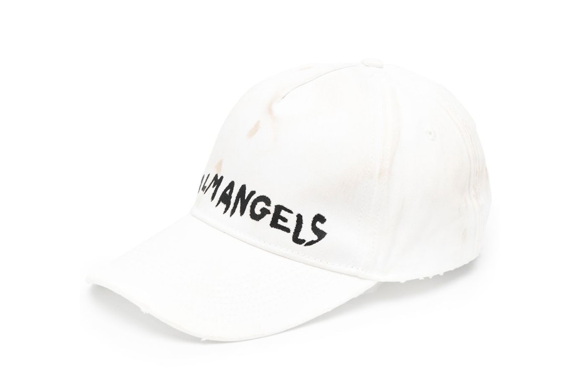 Pre-owned Palm Angels Miami Ripped Logo Cap White