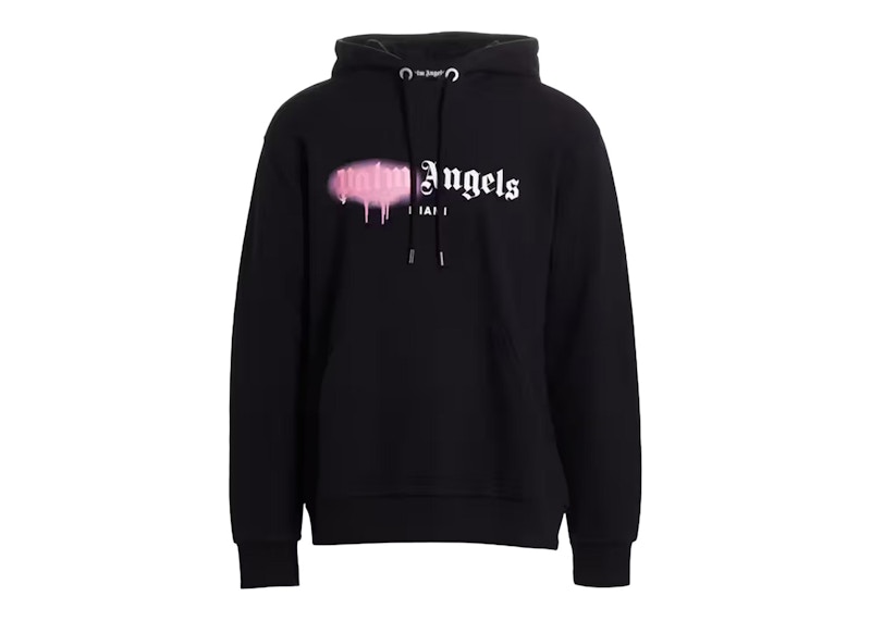 Palm Angels Miami Saks Superbowl Edition Sprayed Hoodie Black Pink Men s US