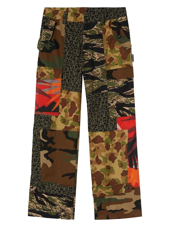 Pre-owned Palm Angels Mixed Pxp Fabric Cargo Pants Military/black