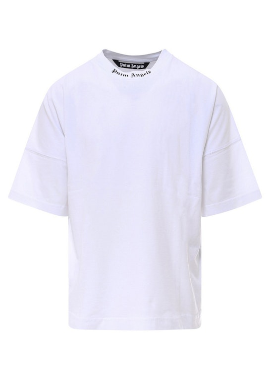 Pre-owned Palm Angels Mock Neck Logo Oversized T-shirt White/black Ss22