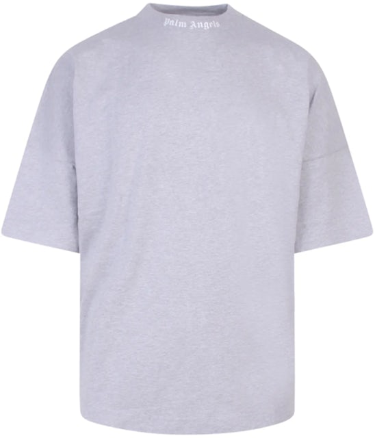 Palm Angels Mock Neck Logo T-Shirt Grey/White Men's - SS22 - US