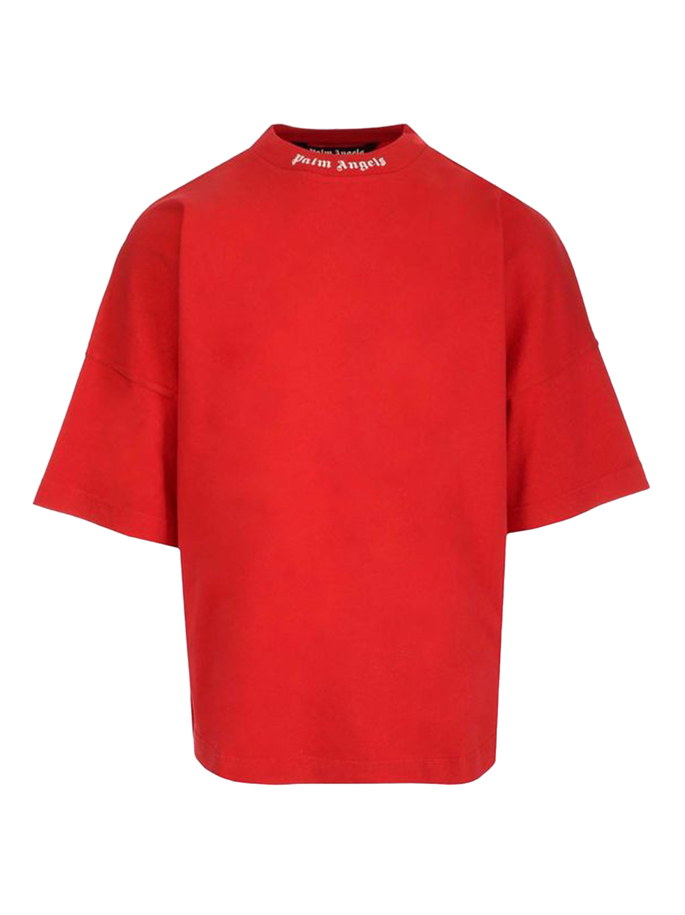 Palm Angels Mock Neck Logo T-Shirt Red/White Men's - SS22 - US
