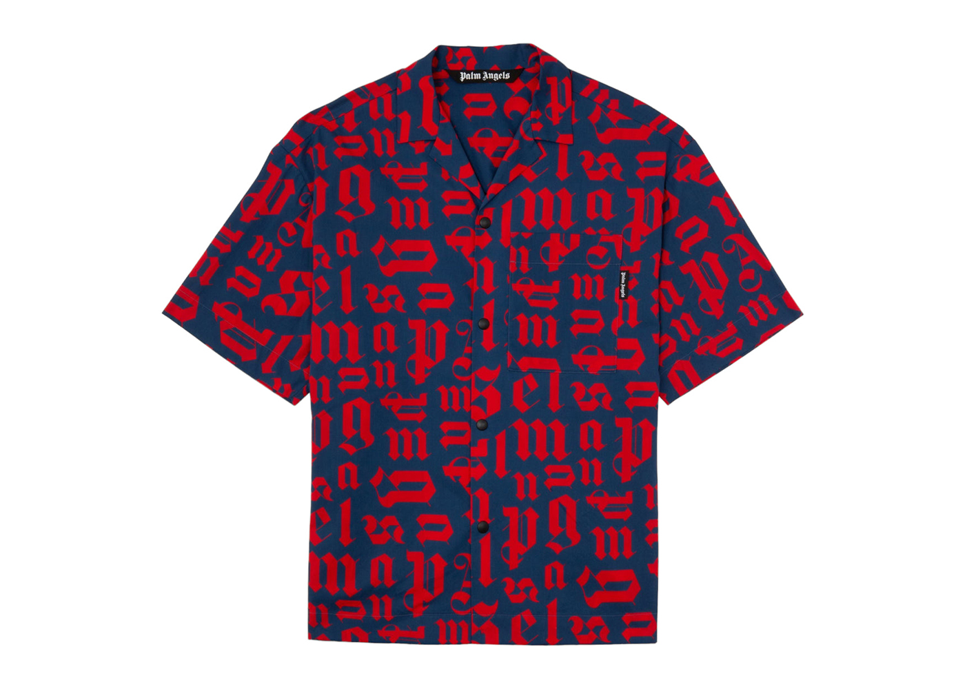 Palm Angels Monogram Bowling Shirt Blue/Red Men's - SS21 - US