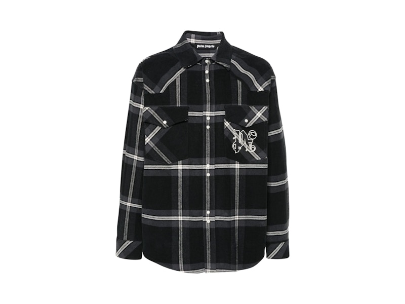 Palm Angels Monogram Check Overshirt Black