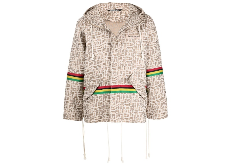 Palm Angels Monogram Jacquard Hooded Jacket Brown