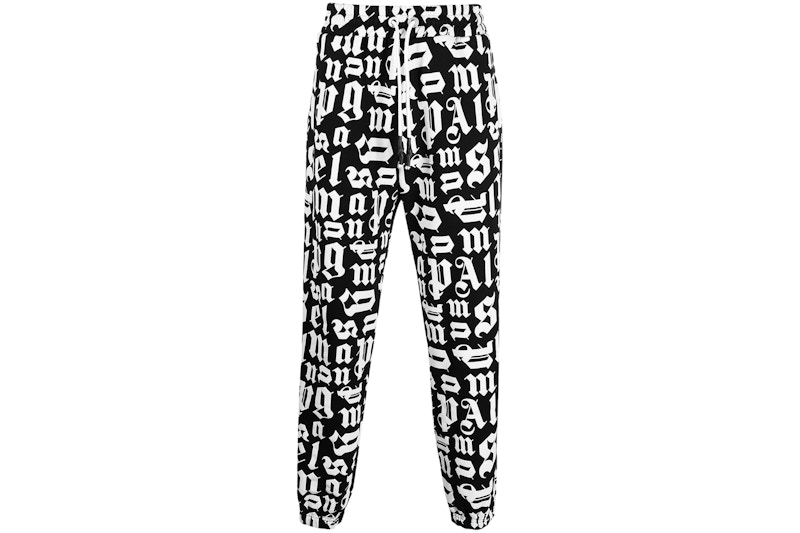 Pre-owned Palm Angels Men's Monogram Sweatpants In Black/white