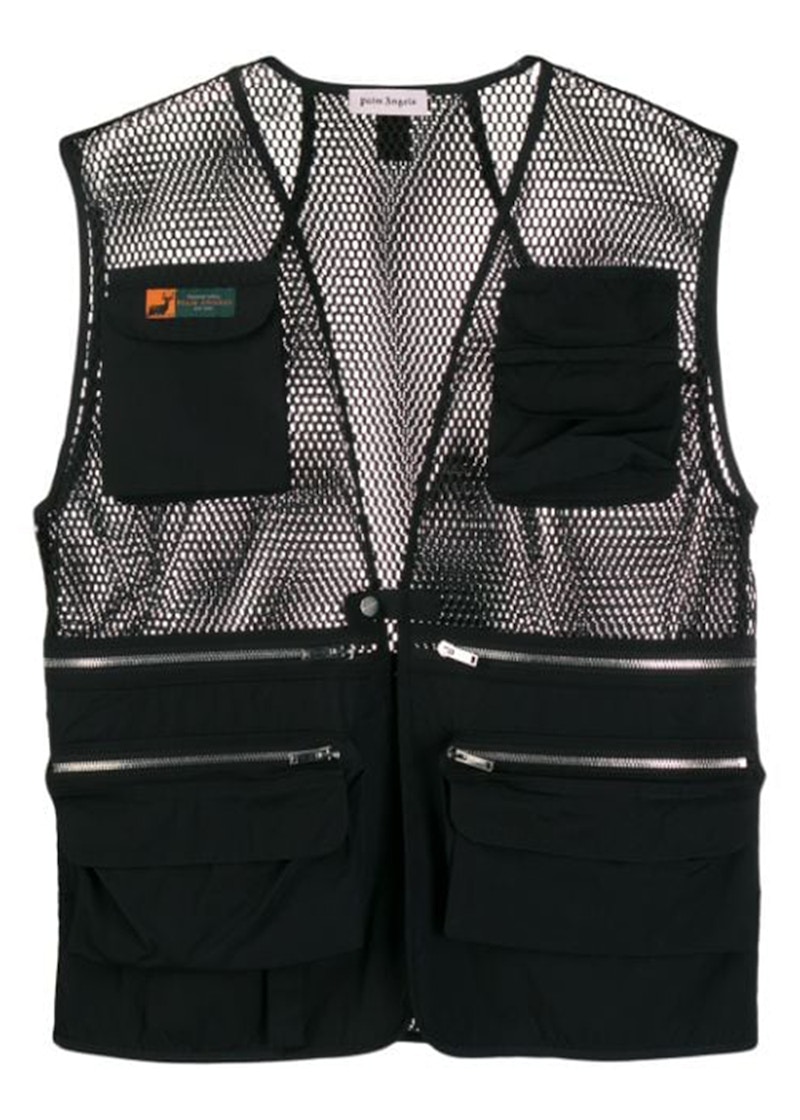 Palm Angels Multipocket Mesh Fabric Vest Black Men's - FW19 - US