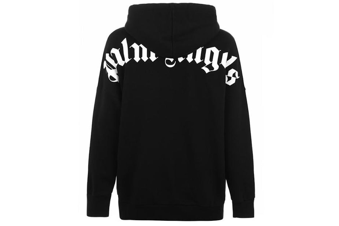 Pre-owned Palm Angels Over The Head Logo Hooded Sweatshirt Black