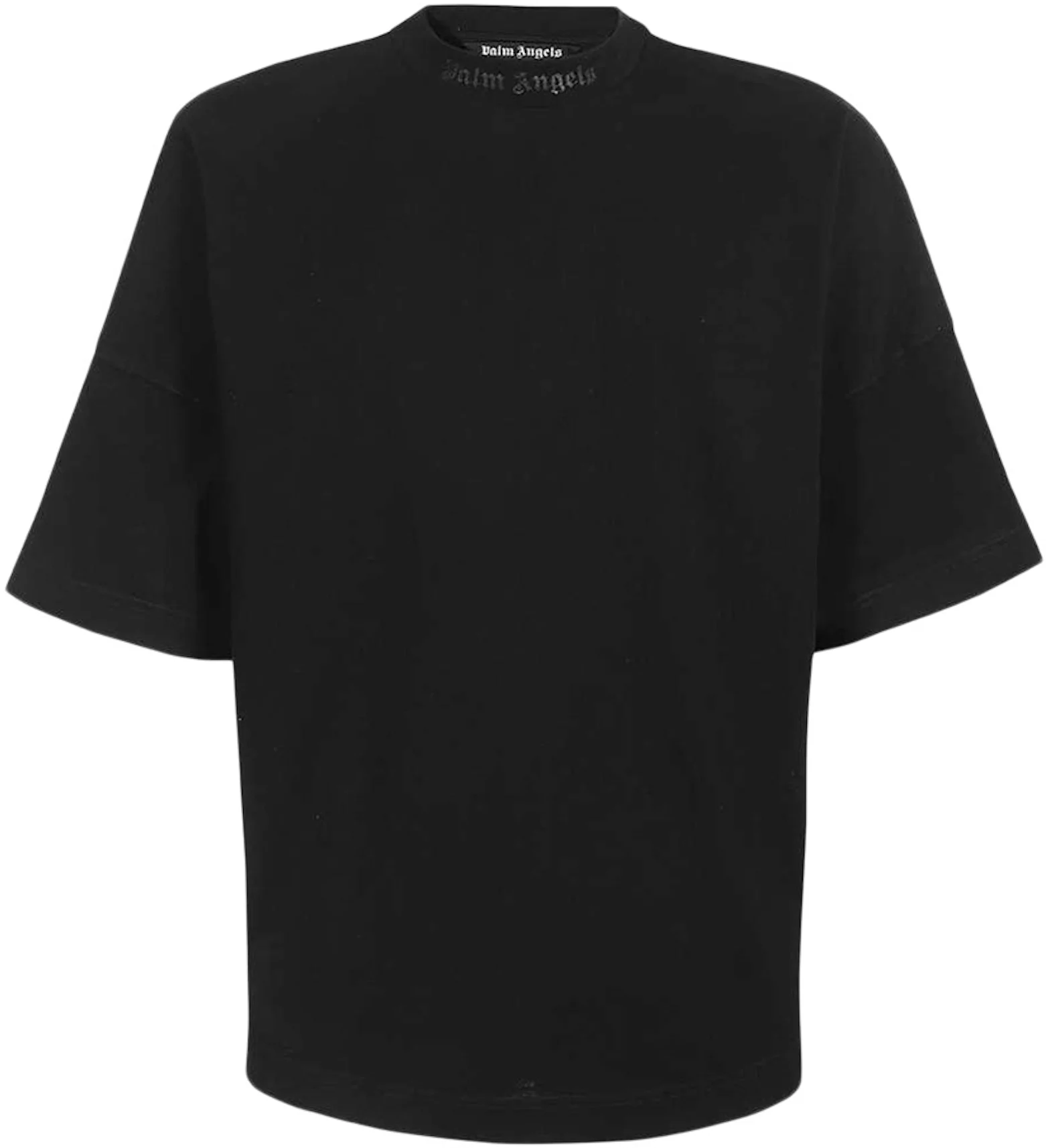 Palm Angels Oversized Mock Neck Glitter Logo T-Shirt Black/Black