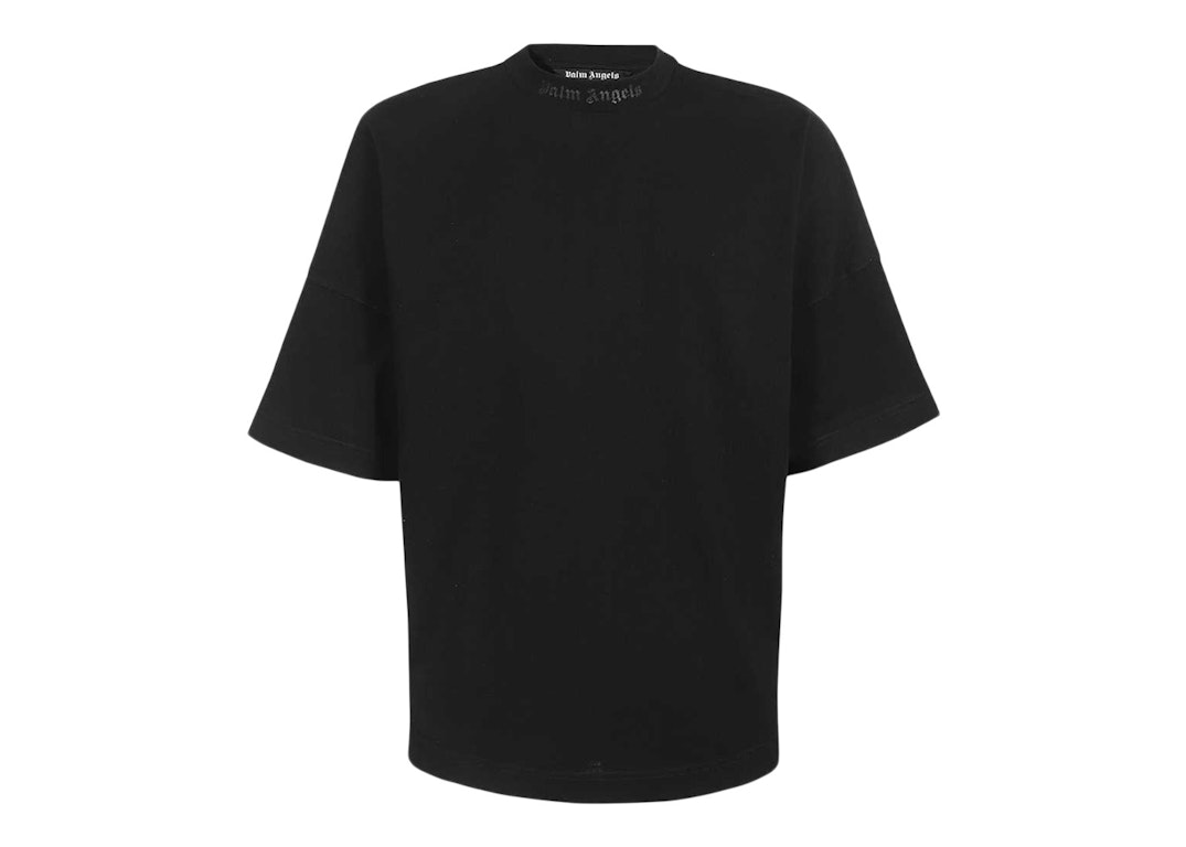 Pre-owned Palm Angels Oversized Mock Neck Glitter Logo T-shirt Black/black