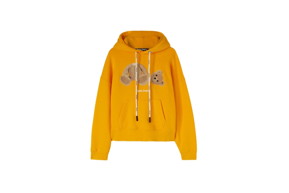 Pre-owned Palm Angels Pa Bear Hoodie Ocher Yellow/brown
