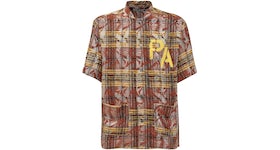 Palm Angels PA Logo Plaid Bowling Shirt Burgundy/Yellow/Multi