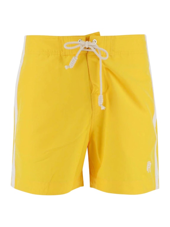 Pre-owned Palm Angels Pa Monogram Embroidered Swim Shorts Yellow/white
