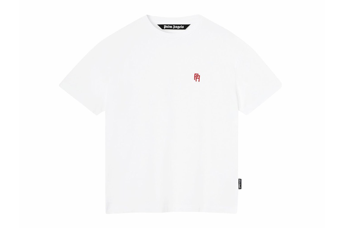Pre-owned Palm Angels Pa Monogram Embroidered T-shirt White/red
