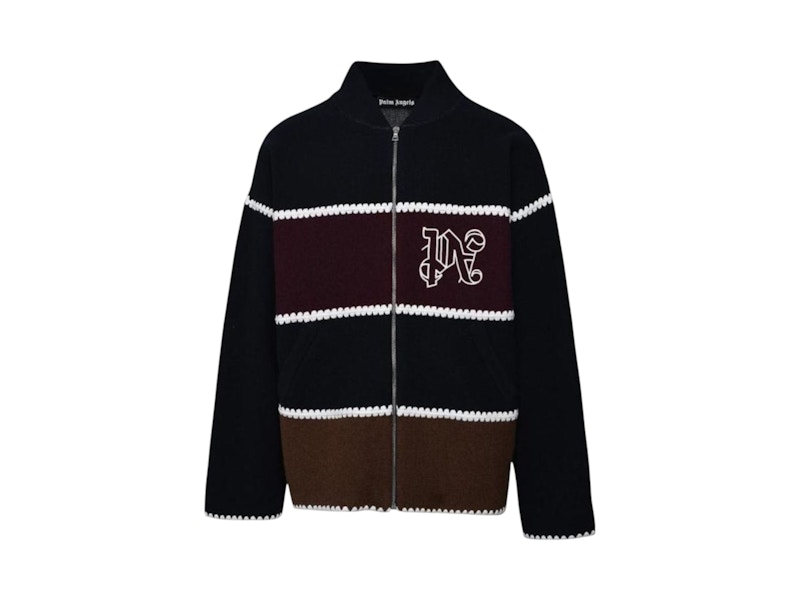 Palm Angels PA Monogram Giacca Maglia Rigata Blu