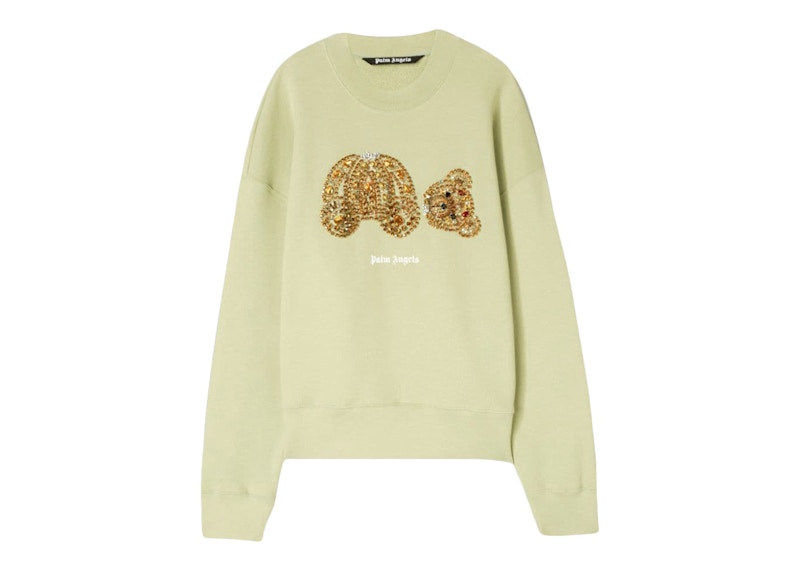 Palm Angels PA Rhinestones Bear Sweatshirt Mint/Gold