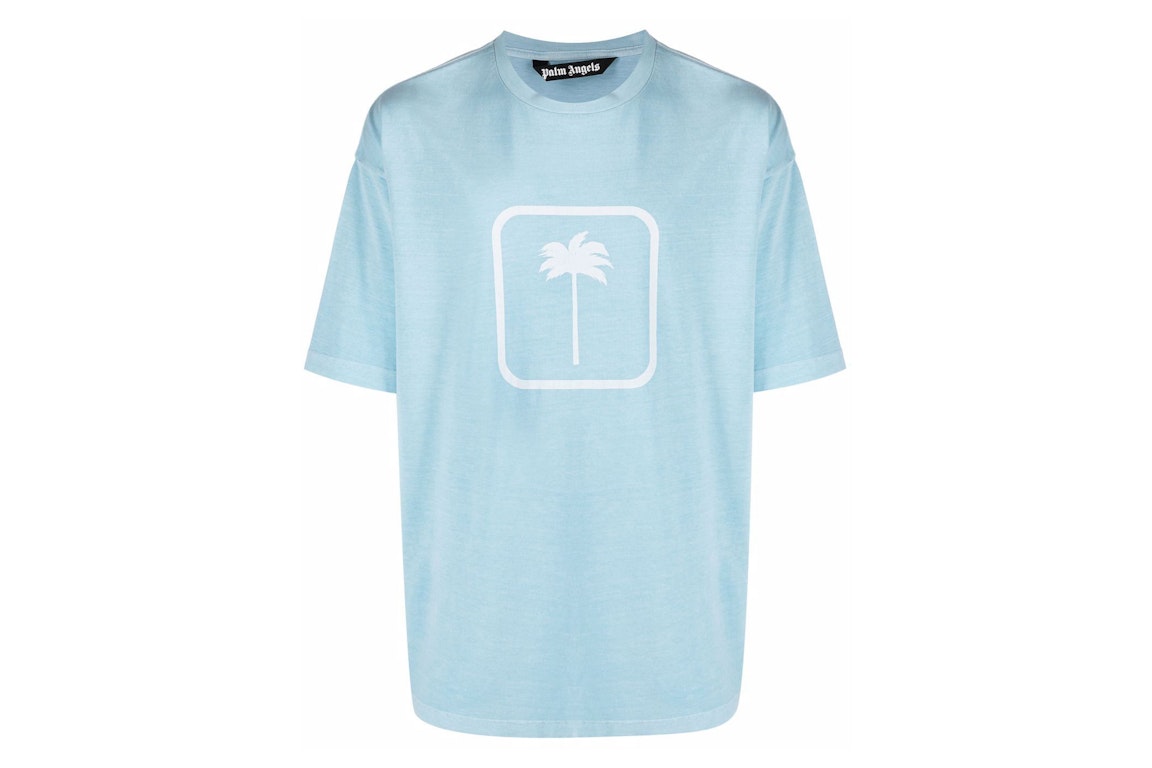 Pre-owned Palm Angels Pxp Tonal Palm Tree Print T-shirt Turquoise White