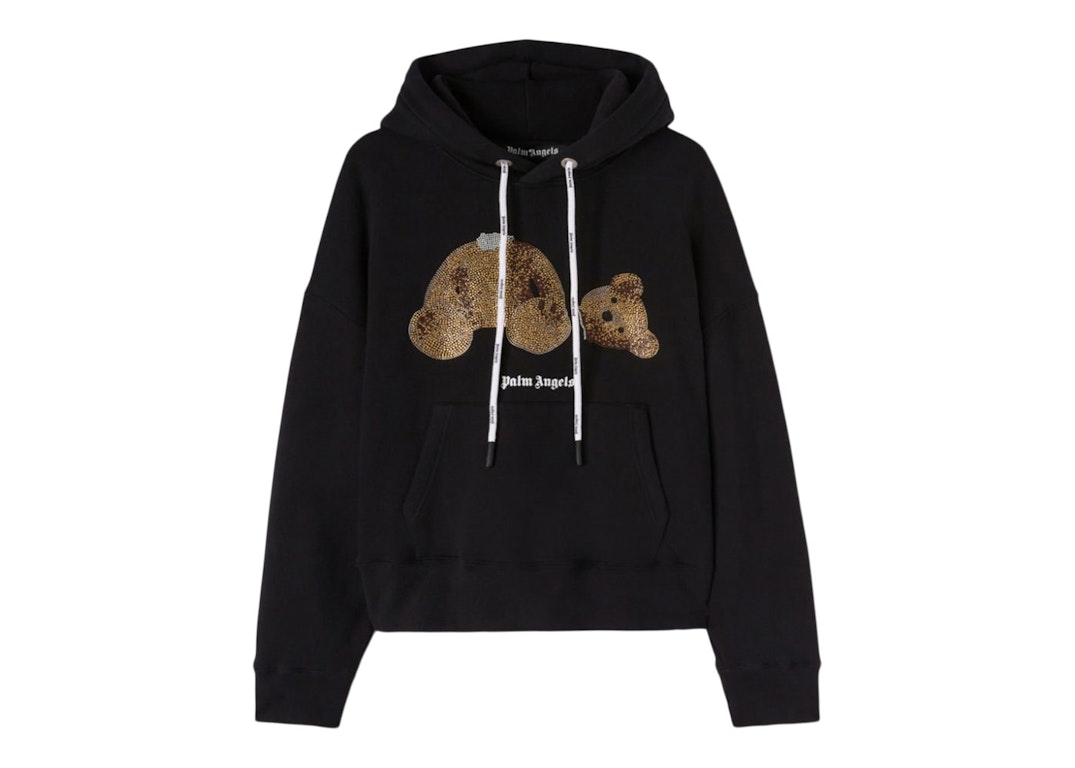Pre-owned Palm Angels Pa Sequins Bear Hoodie Black/gold