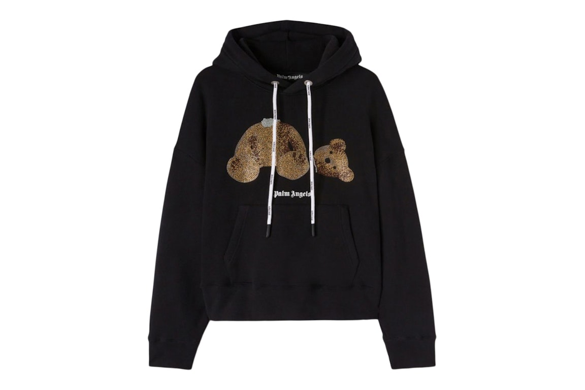 Pre-owned Palm Angels Pa Sequins Bear Hoodie Black/gold