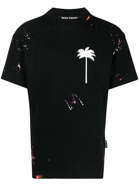 Pre-owned Palm Angels Paint Splatter Logo-print T-shirt Black