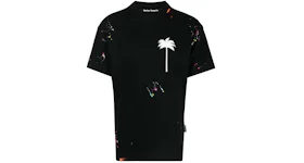 Palm Angels Paint Splatter Logo-Print T-shirt Black