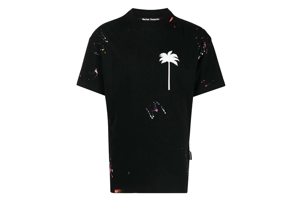 Pre-owned Palm Angels Paint Splatter Logo-print T-shirt Black
