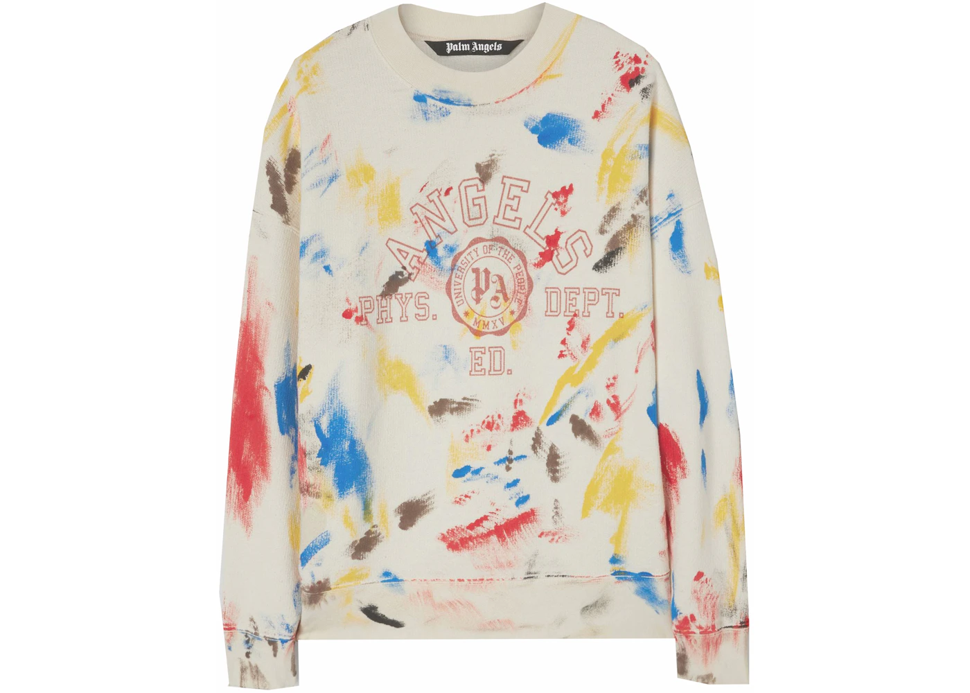 Palm Angels Painted College Sweatshirt Off White/Red Men's - SS22 - US