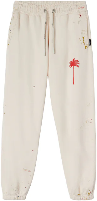 Palm Angels Painted Palm Tree Sweatpants Off White/Red Men's - SS22 - US