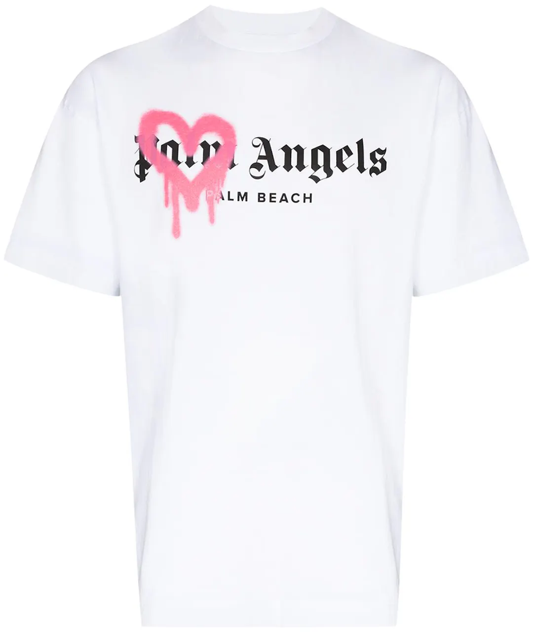 Palm Angels Palm Beach Heart Sprayed Logo T-Shirt White - FW21 - MX
