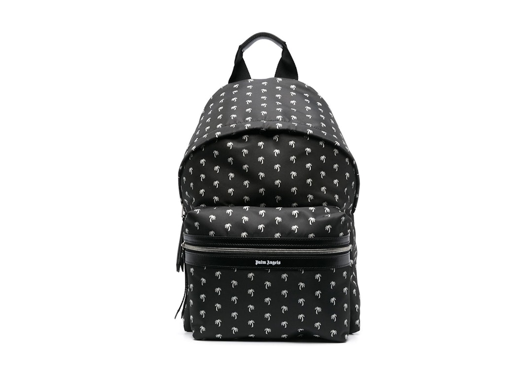 Pre-owned Palm Angels Palm Logo Allover Print Backpack Mini Black/white