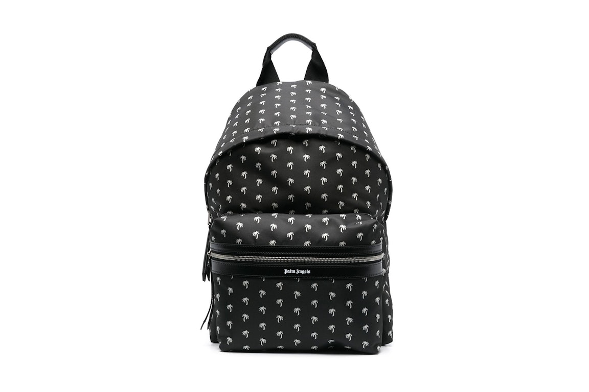 Pre-owned Palm Angels Palm Logo Allover Print Backpack Mini Black/white