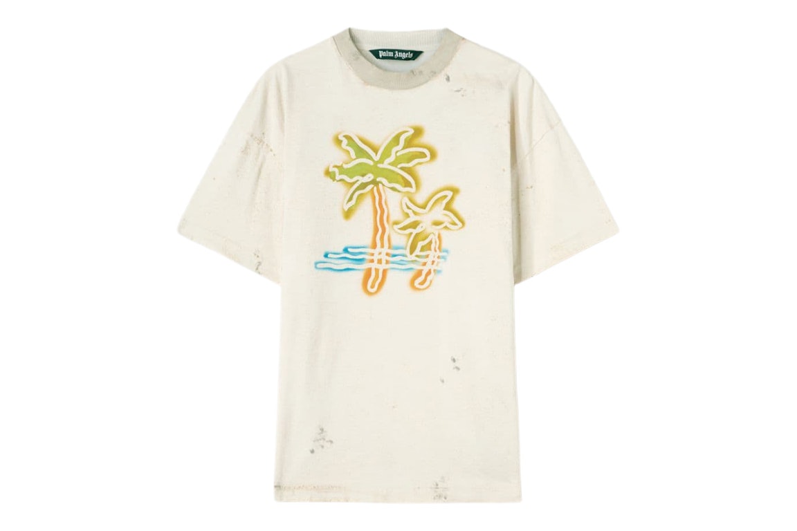 Pre-owned Palm Angels Palm Neon T-shirt Off White/multicolor