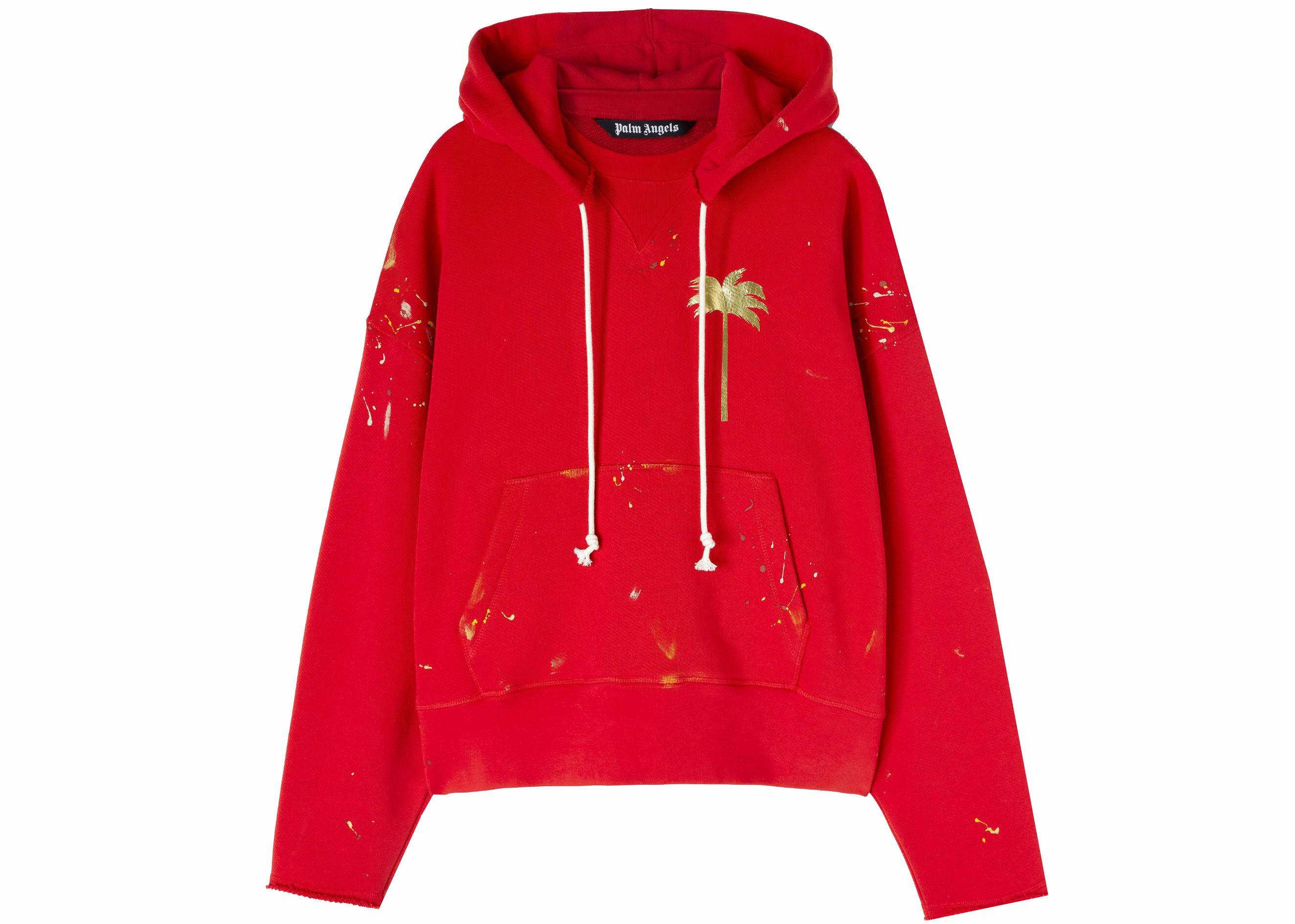Palm Angels Palm Painted Hoodie Red/Gold Men's - SS22 - US