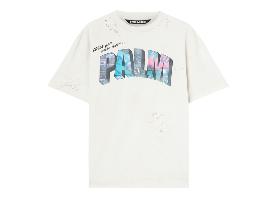 Pre-owned Palm Angels Palm Sign Print T-shirt White/multi