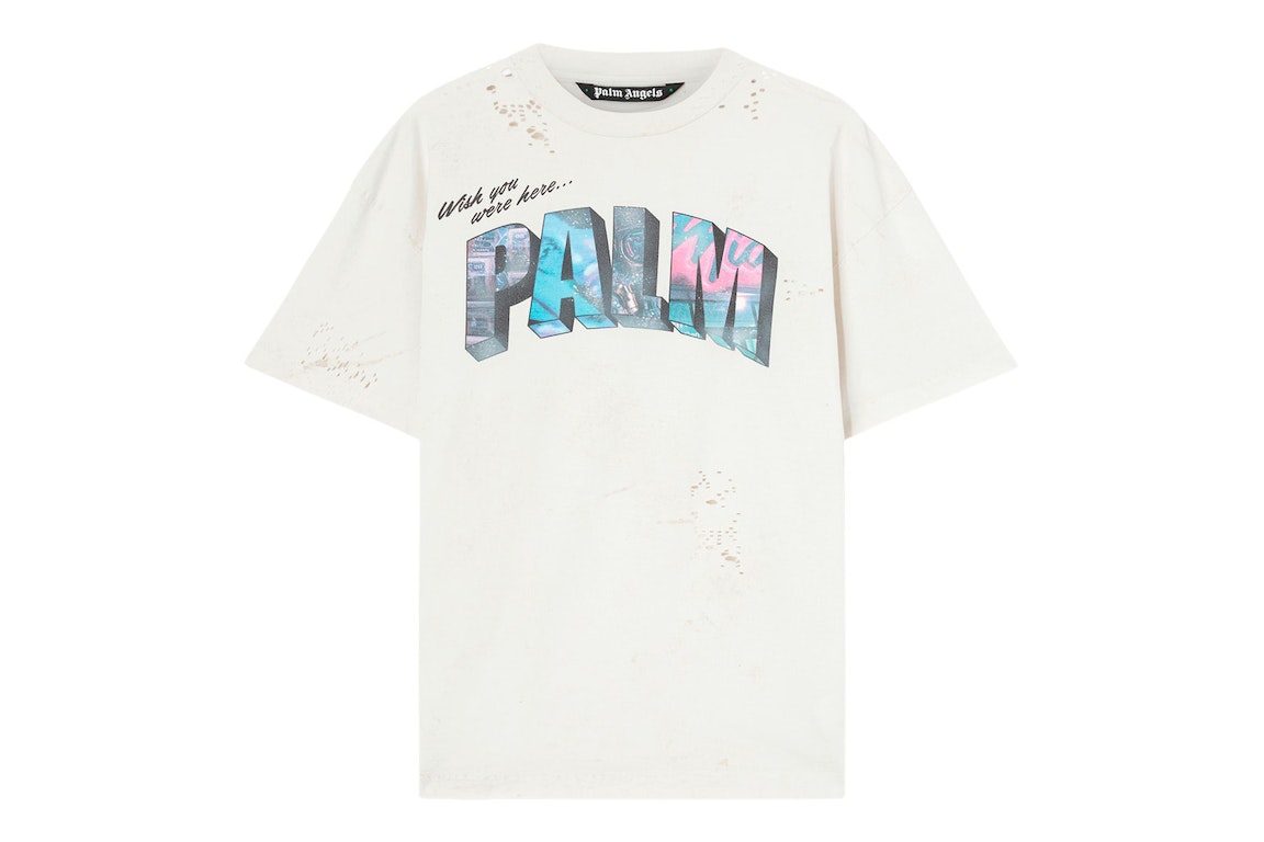 Pre-owned Palm Angels Palm Sign Print T-shirt White/multi