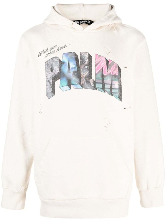 Pre-owned Palm Angels Palm Sign Vintage Hoodie White