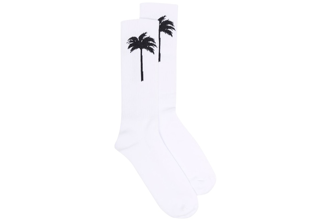 Pre-owned Palm Angels Palm Socks White/black
