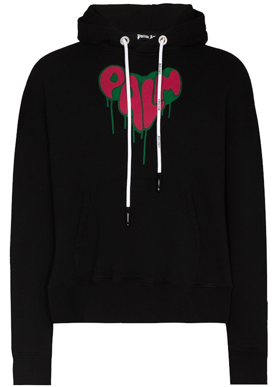 Pre-owned Palm Angels Palm Spray Heart Hoodie Black Red Green
