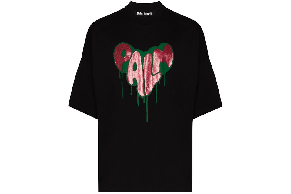 Palm Angels Palm Spray Heart T-Shirt Black Red - FW21 Men's -