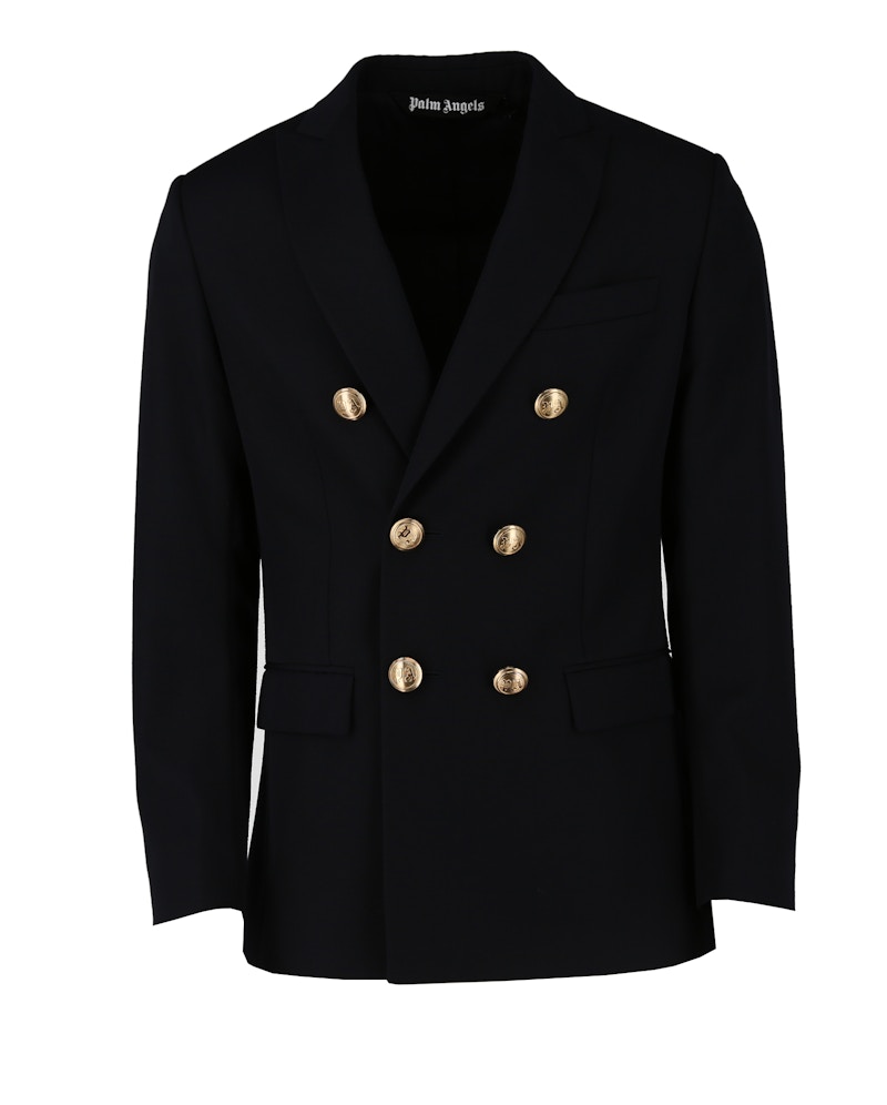 Palm Angels Palm Tree-Embroidered Blazer Navy/Blue