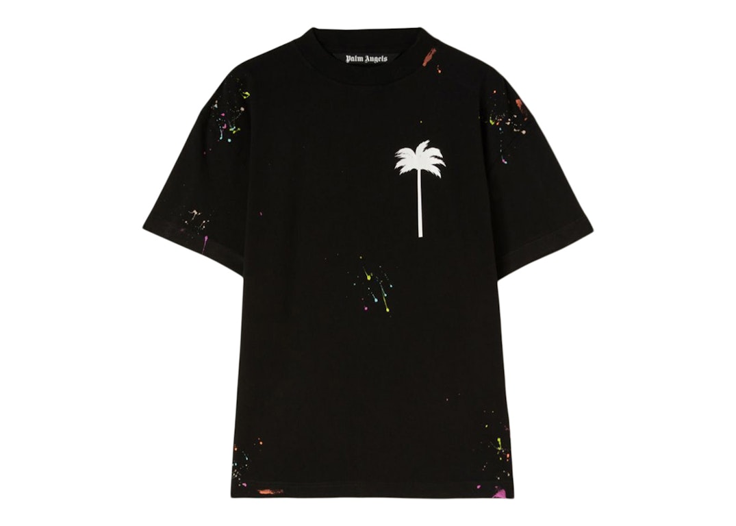Pre-owned Palm Angels Palm Tree Painted T-shirt 1001 Black/white