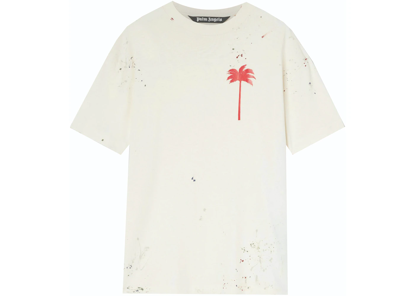 Palm Angels Palm Tree Painted T-shirt Off White/Red Men's - SS22 - US
