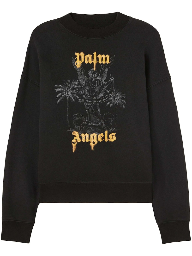 Palm Angels Palms Pencil Felpa Girocollo Nero Uomo IT